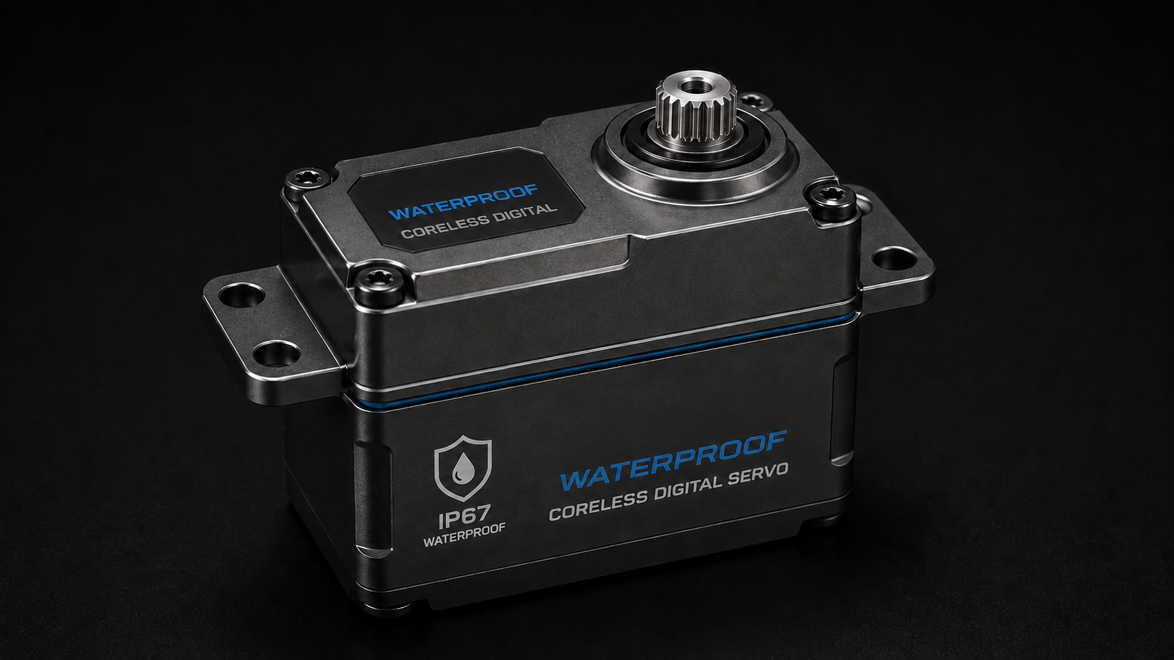 Realistic 3D render of the waterproof servo upgrade